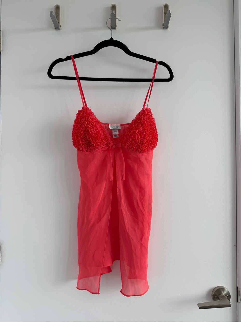 Coral Red Lace-Detail Chemise Nightgown - Women